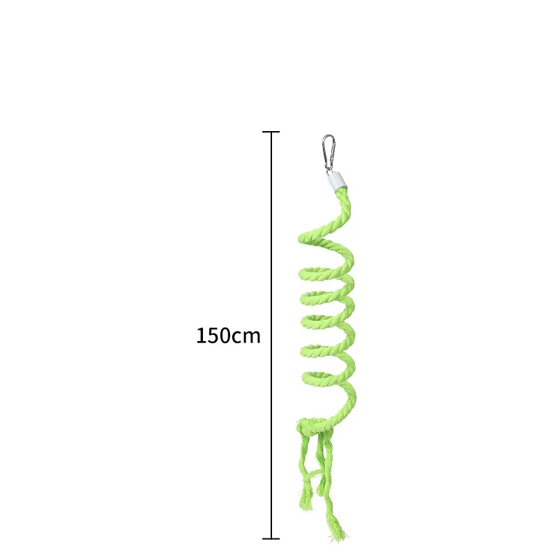 Gradient Colorful Bird Rope Perch Stand For Cages Bendable Climbing — Green