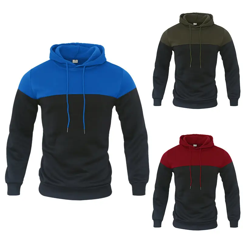 New Men's Color-blocking Fashion Plush Sweater Casual Sports