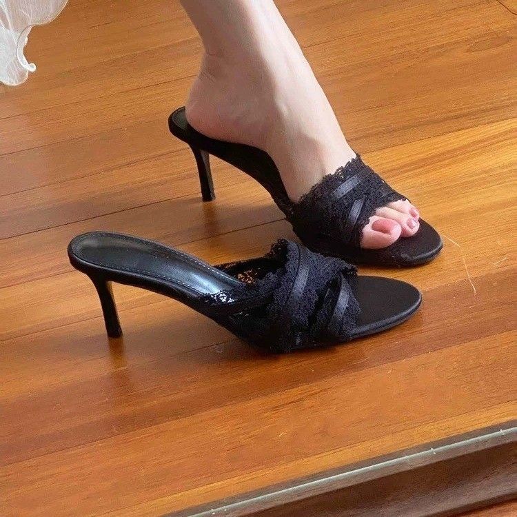 Satin One-Strap Slide Sandals, picture 2 of 4