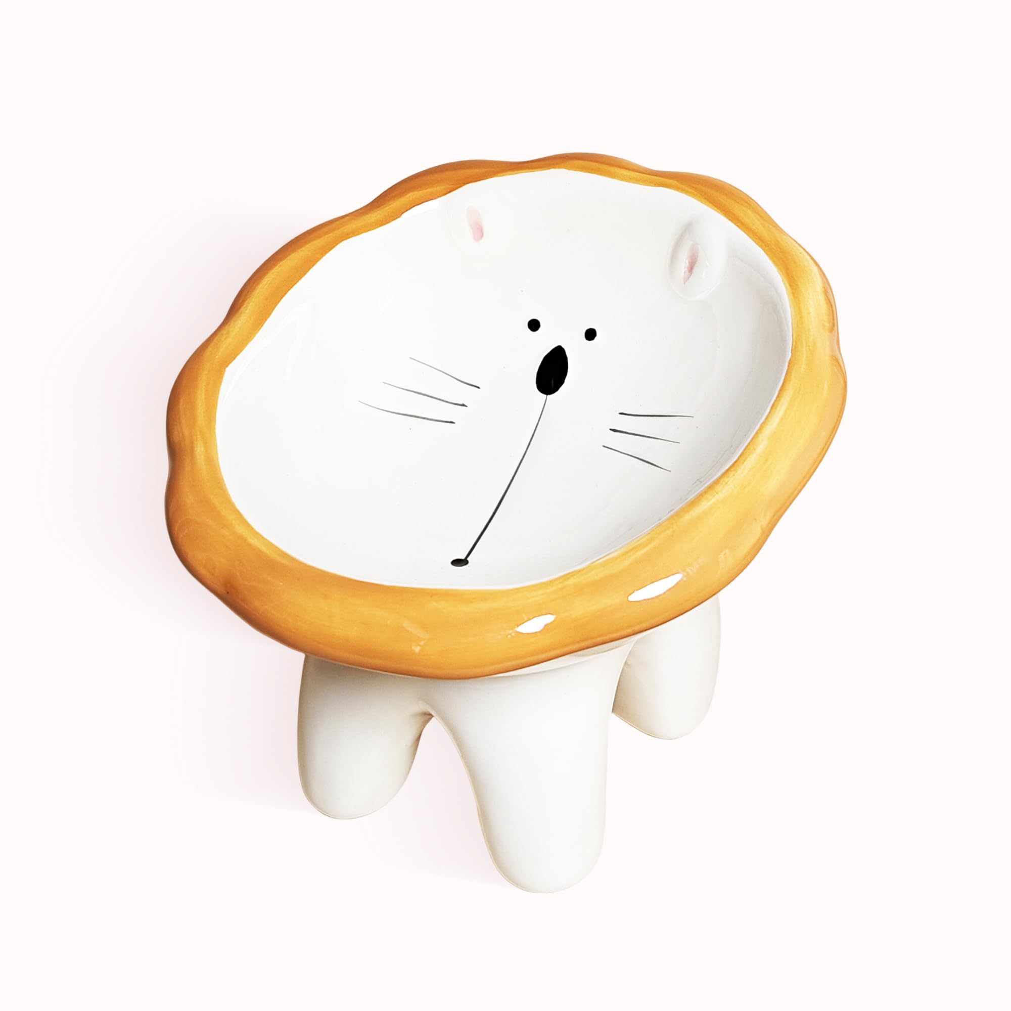 Cute Highland Cow Design Bol pentru pisici,Catoon Animal Dish  Tilted Ceramic Pet Food Dish, Anti-Vomit For Cats Dogs, Wide Mouth, Holds 150g Kibble