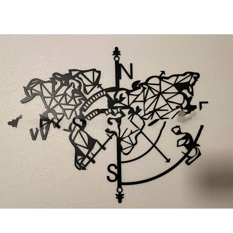 Compass wall pendant tin hollow ornament (black)