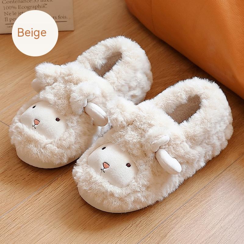 Title 2, Cute Plush Thickened Ankle Wrap Cotton Slippers...