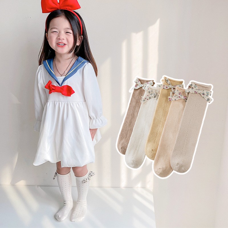 Children's Moving Circle Mesh Bow Long Tube Princess Socks - Image 7