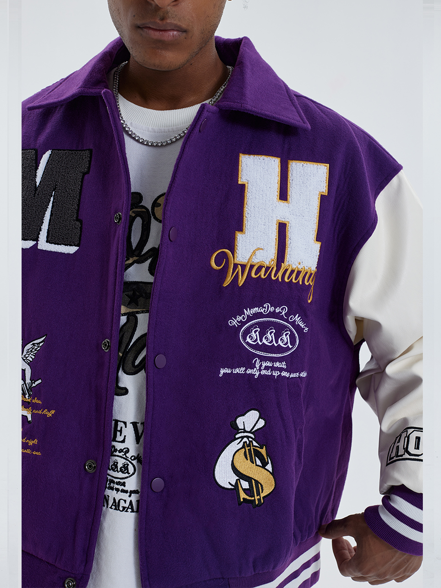 Men's Jacket Embroidered Color Matching Baseball Uniform - Image 6