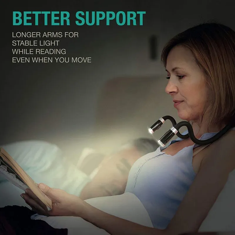 Flexible Neck Hug Book Light With LED Reading Lamp 3 Mode Portable Flashlight Soft Silicone Outdoor Camping Light Night Light – image 2