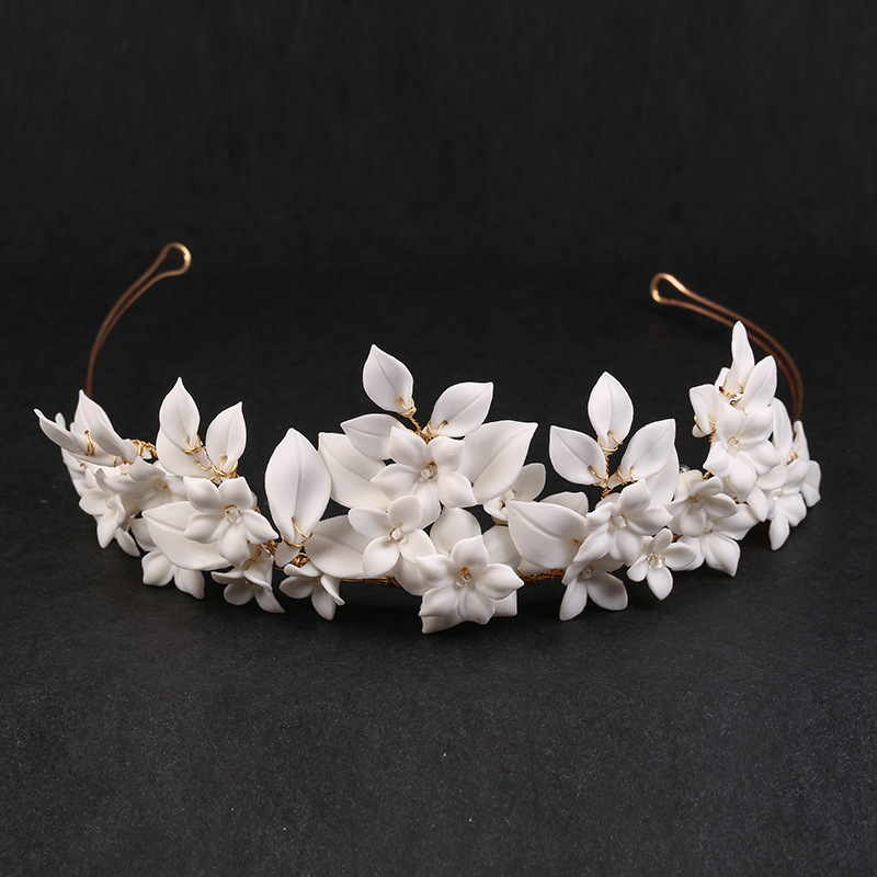 White Leaf Ceramic Flower Hair Decoration