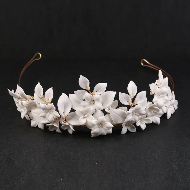 White Leaf Ceramic Flower Hair Decoration Silver - Shop at LoveMi