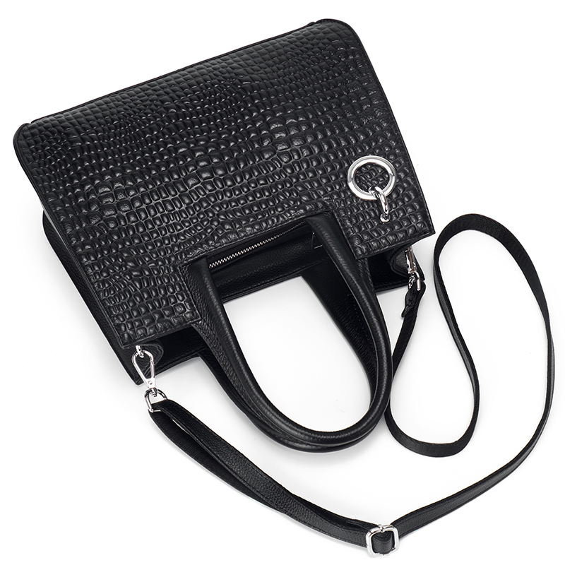 Ladies Hand Briefcase Atmospheric Leather One shoulder Messenger Bag Black - Shop at LoveMi