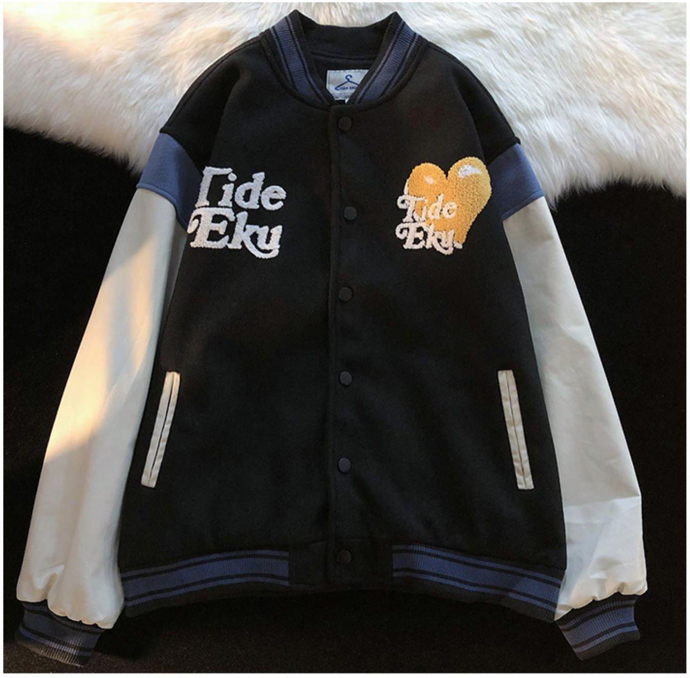 Bear Towel Embroidered Wool Baseball Jacket — image 1