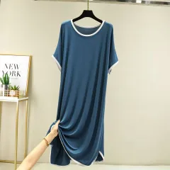 New Modal Dress Women's Thin Round Neck Casual Short Sleeves - Molan-Plus Size - View 1