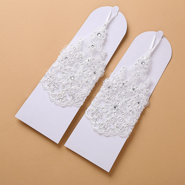 Title 2, Bridal Wedding Lace Gloves Short Open Finger