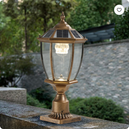 20 Golden Solar Powered LED Outdoor Lantern, Vintage Garden Light With Elegant Glass Design For Pathways, Yards, And Patios 1-Pack