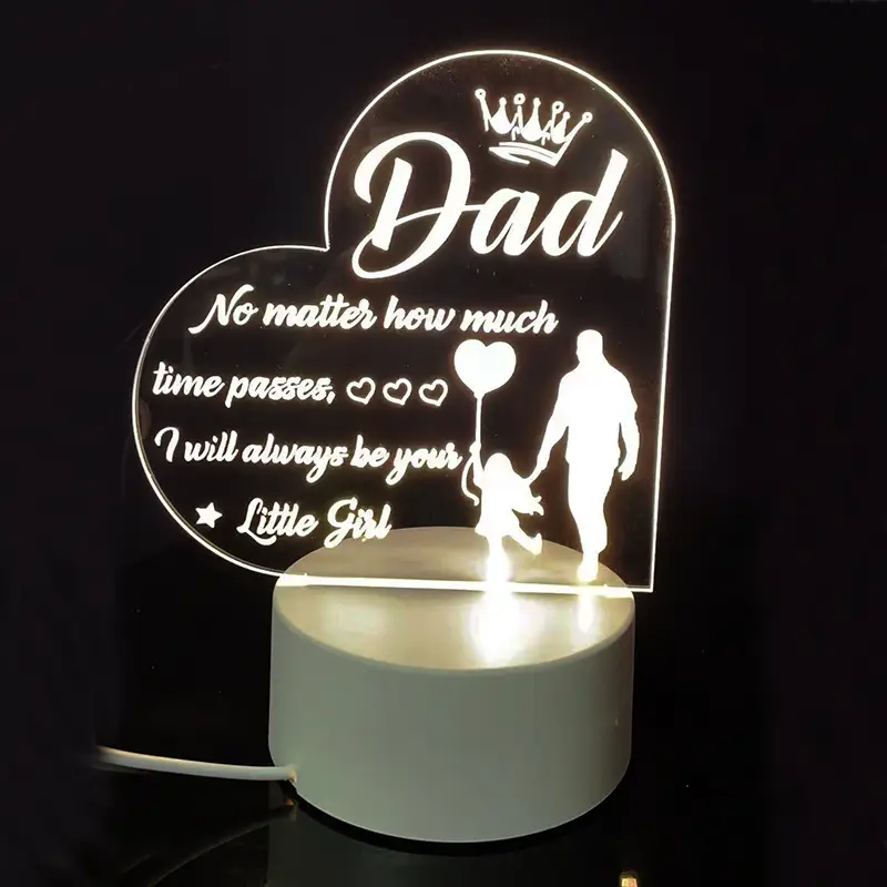 Creative 3D Night Heart Shaped Blessing Language USB Small Table Lamp