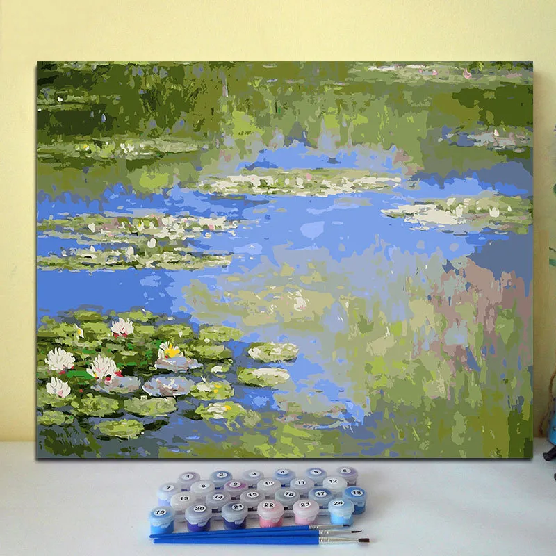 Hand Painted Living Room Bedroom Decoration Diy Digital Oil Painting - 4089Water Lily