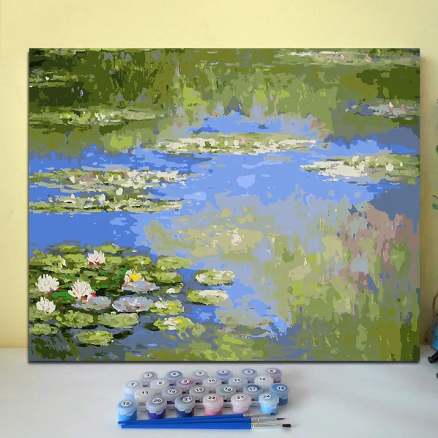 Hand Painted Living Room Bedroom Decoration Diy Digital Oil Painting 4089Water Lily - Shop at LoveMi