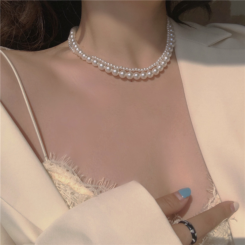 Vintage Fashion Double Layer Pearl Necklace For Women