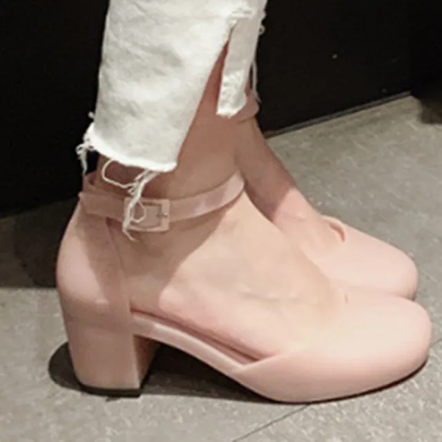 Women's Mid high Heel Round Toe Soft soled Jelly Shoes Pink - Shop at LoveMi
