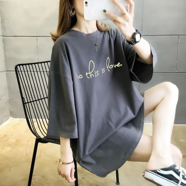 Salt based Summer Dress Plus Fertilizer Plus Size Women's Half Sleeve Grey - Shop at LoveMi