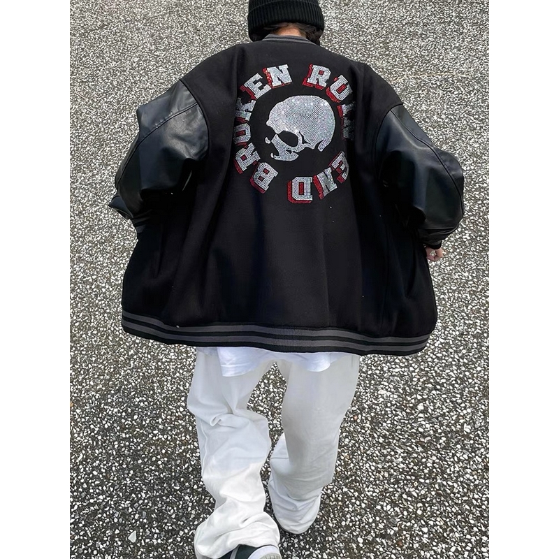 Skull And Crossbones Baseball Jacket Men