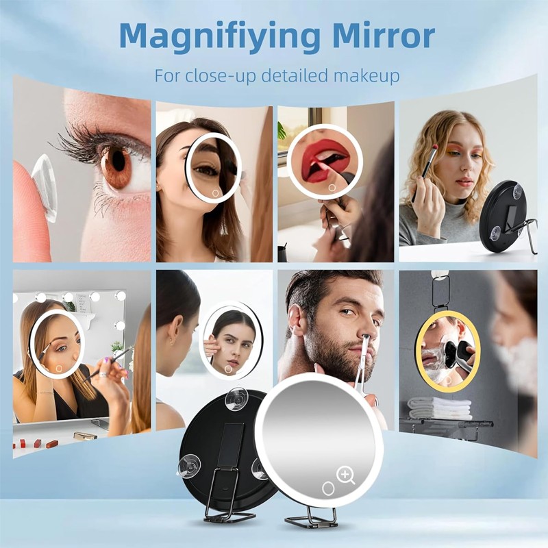 30X Magnifying Mirror With Lights, Large 6'' Makeup Magnifying Mirror, 3Lighted