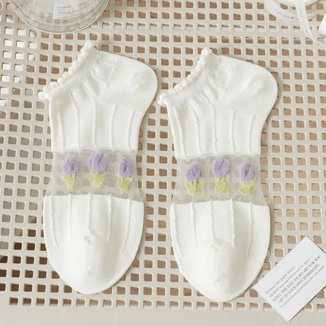 Women's Fashion Simple Breathable Embroidered Floral Socks Dot - Shop at LoveMi