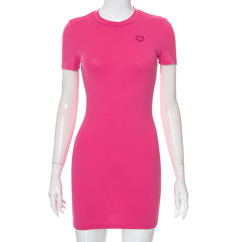 Women's Solid Color Heart-shaped Embroidered Dress