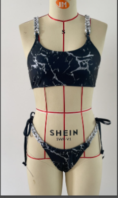 European And American Printed High Waist Rope Swimsuit Women's Bikini