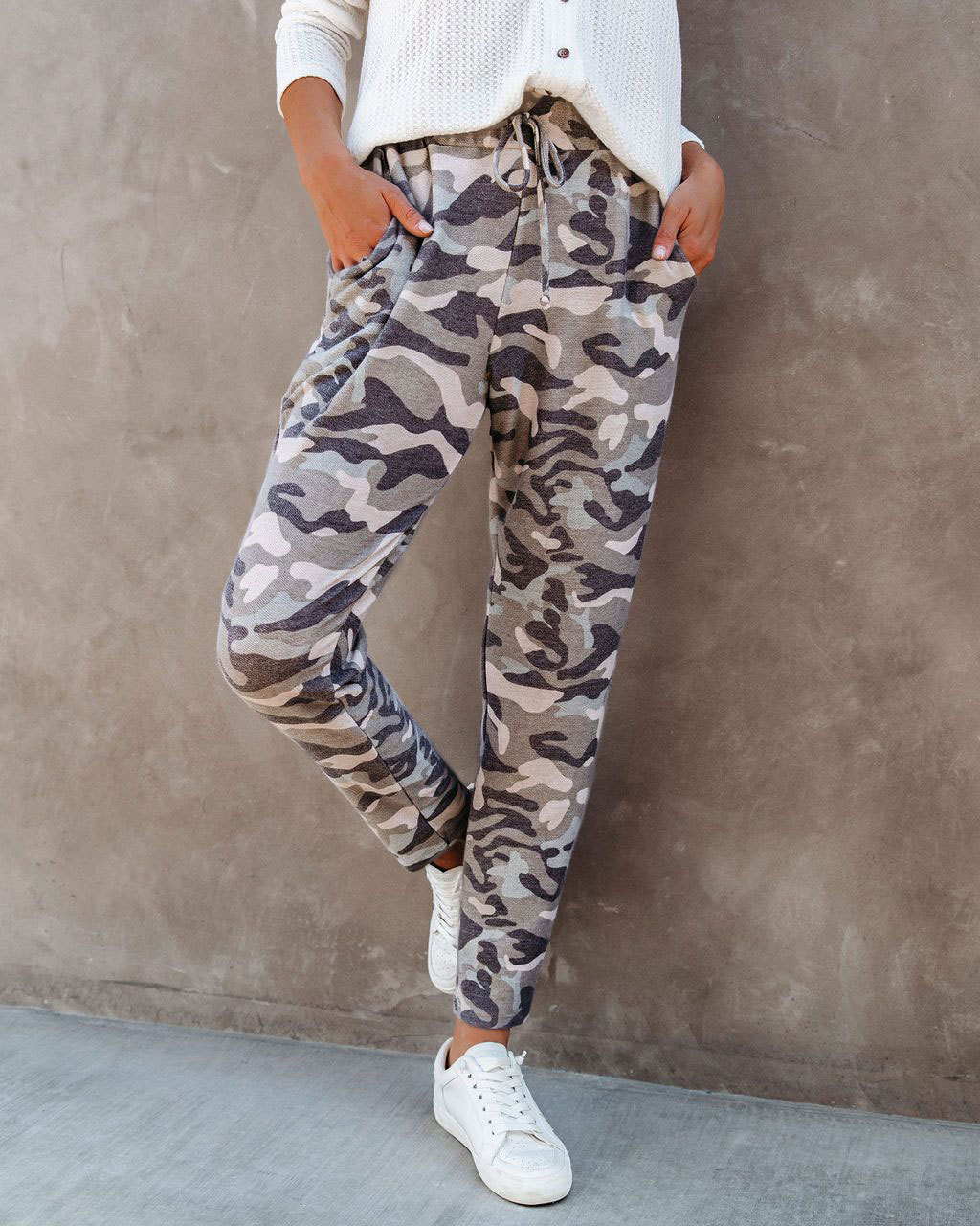 Title 3, Camouflage Print Elastic Waist Casual All-Match...