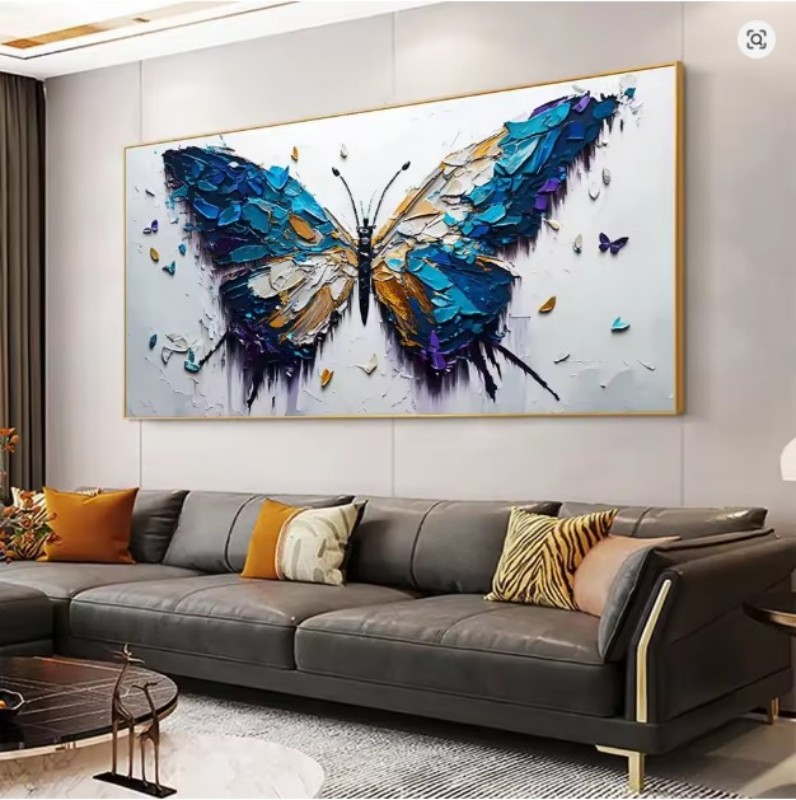 Handmade Oil Painting Canvas Wall Art Decoration Animal Abstract Texture Butterfly For Home Living Room Decor Rolled Frameless Unstretched Painting - Image 9