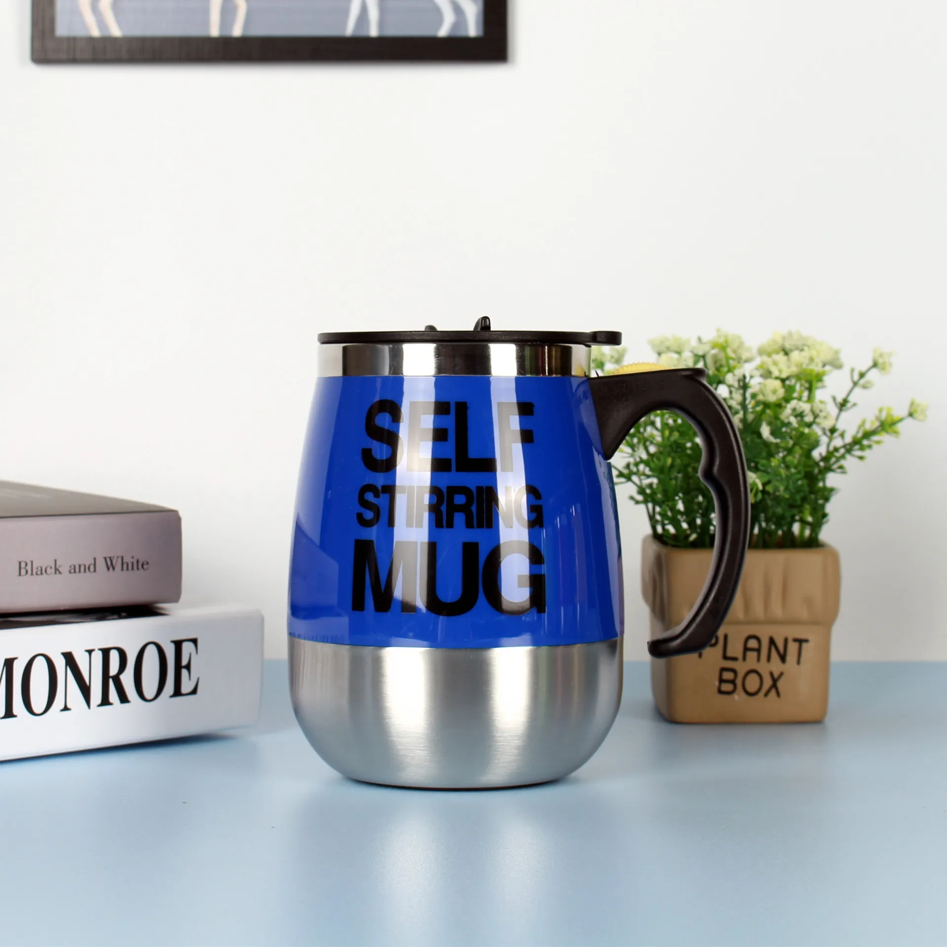 Electric Self Stirring Coffee Mug Cup Stainless Steel Automatic Self Mixing & Spinning Home Office Travel Mixer Milk Whisk Cup – image 3