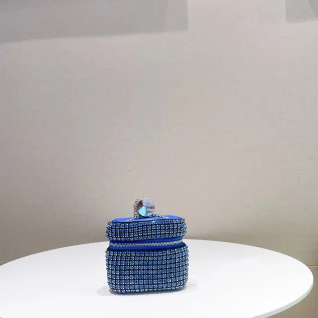 Diamond Rhinestone Chain One Shoulder Crossbody Mini Small Square Bag Blue - Shop at LoveMi