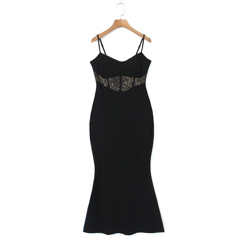 French Manor Lace Fishbone Sling Mini Black Dress Black - Shop at LoveMi