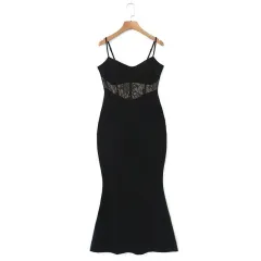 French Manor Lace Fishbone Sling Mini Black Dress - Black - View 1