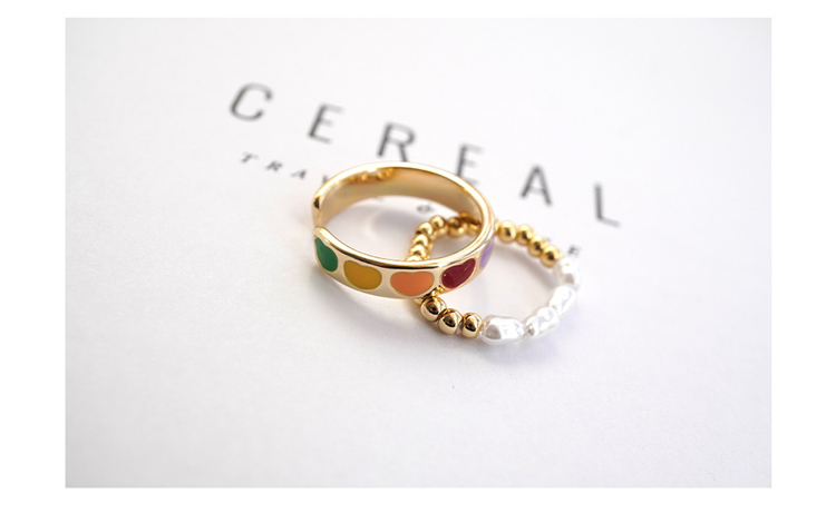Temperament Round Bead Irregular Color Love Ring