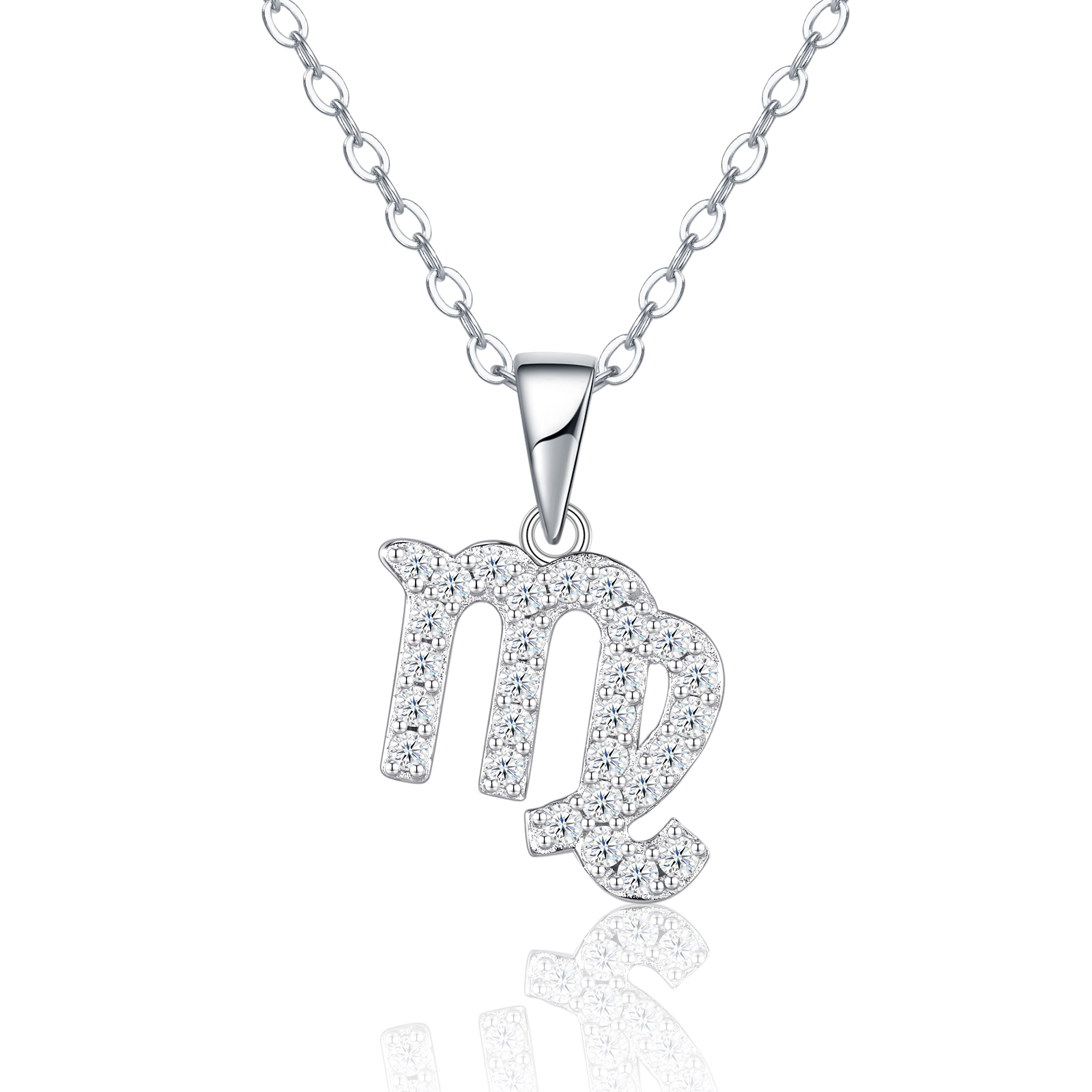 S925 Sterling Silver Virgo Necklace For Women D Color VVS1 Moissanite Zodiac Pendant, 3.6g Platinum Plated Astrology Jewelry With GRA Certificate, Perfect Birthday & Anniversary Gift Box Set For Her