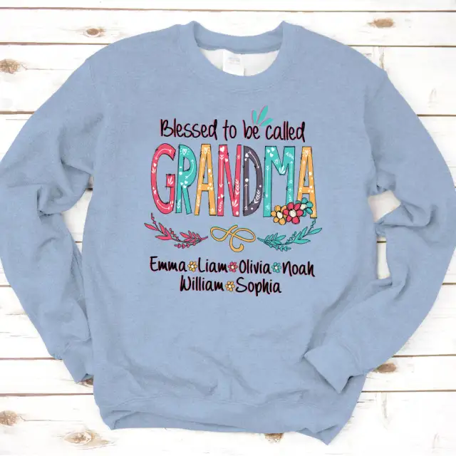 Luckily Known As Granny Sweatshirt Sky Blue - Shop at LoveMi