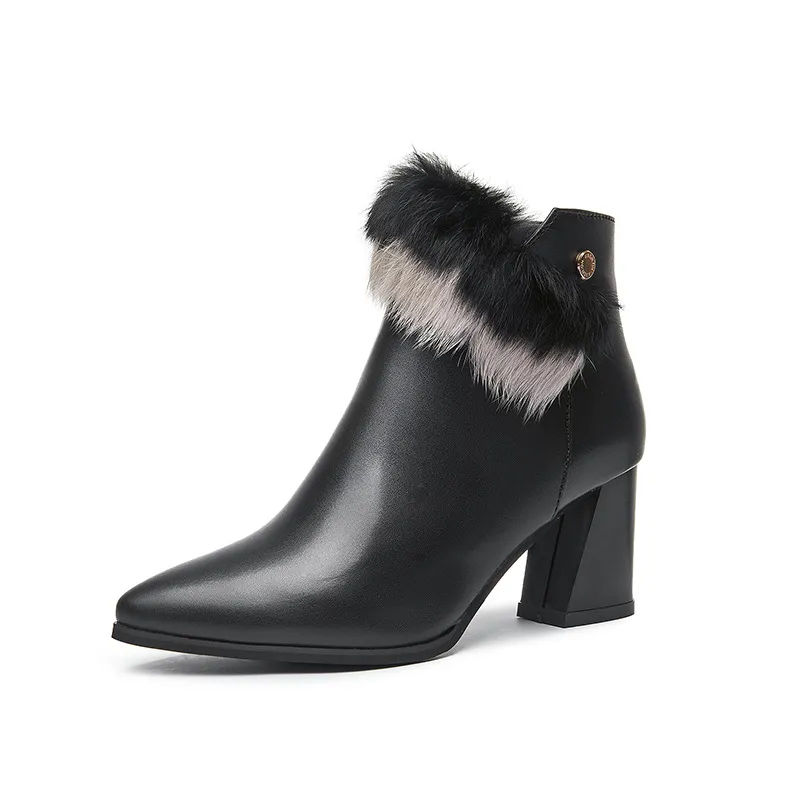 Size 35-40 Womens Boots Winter Female Leather Martin Botas - Black