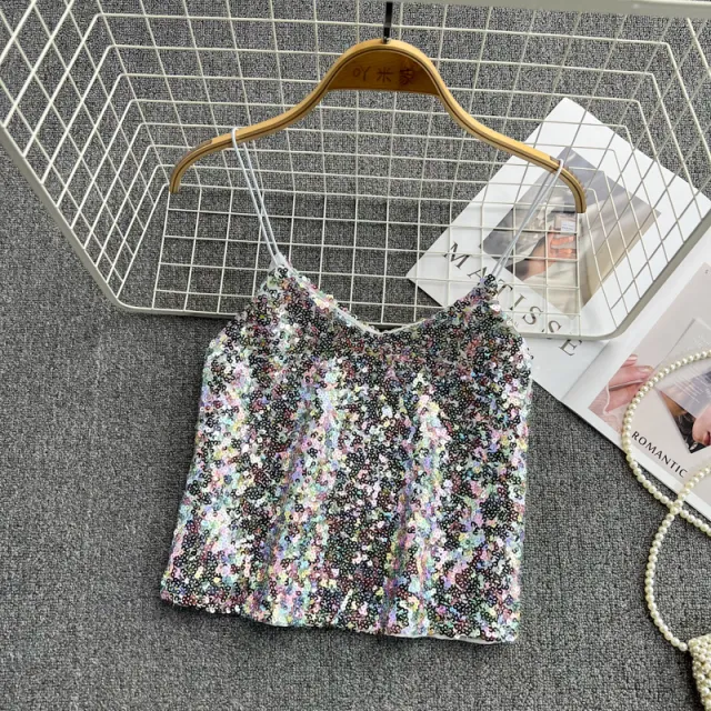 Women Wear Foreign Style Short Loose Sleeveless Tops Silvery - Shop at LoveMi