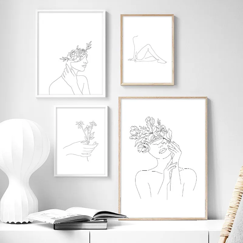 Abstract Botanical Canvas Drawing Style Home Decor – image 7