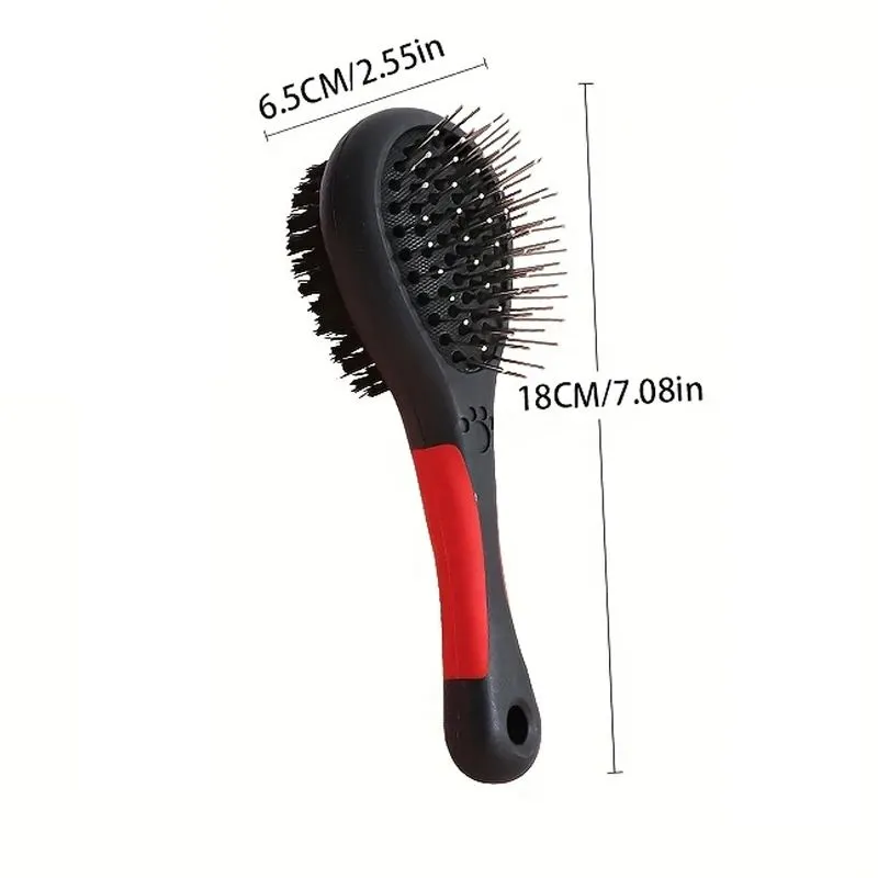 Dog Brush Cat Pet Grooming Comb 2 In 1 Double Sided Pin Cleans For Pets Shedding And Dirt Grooming Tool - 1Pcs