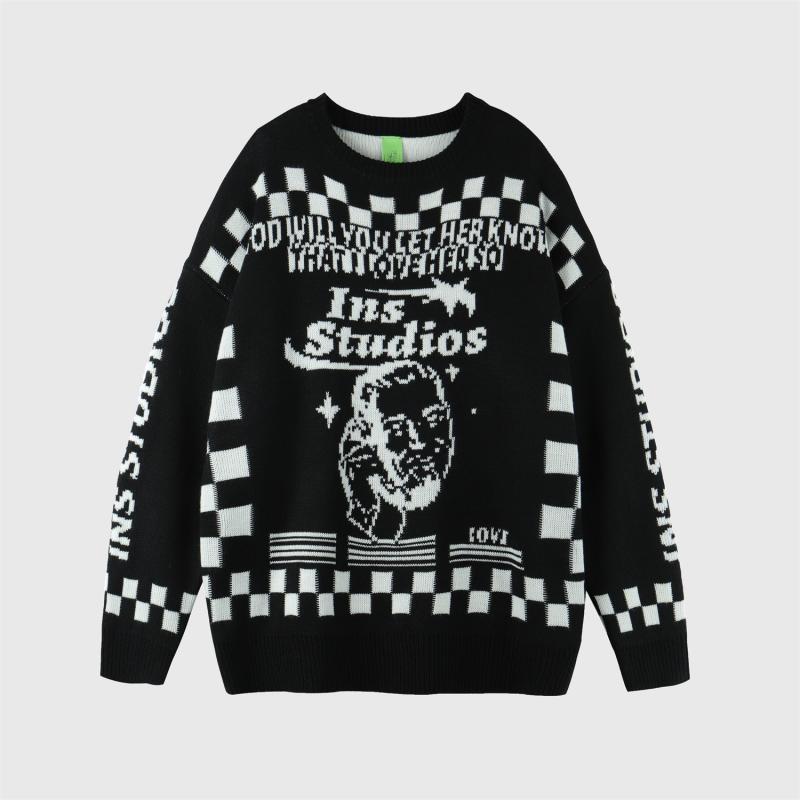 Men's And Women's Retro Portrait Knitted Sweater - 2