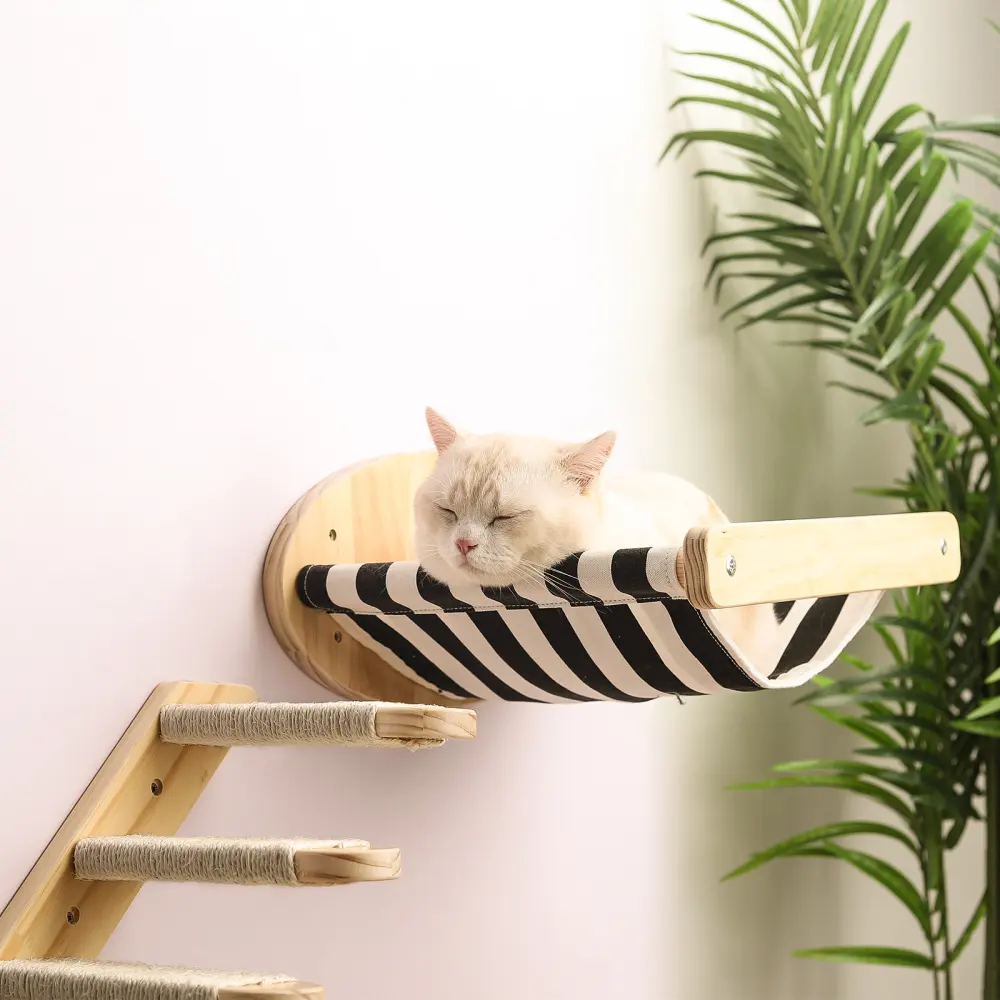 Pine Wood Cat Climbing Frame Cat Wall Hammock Staircase