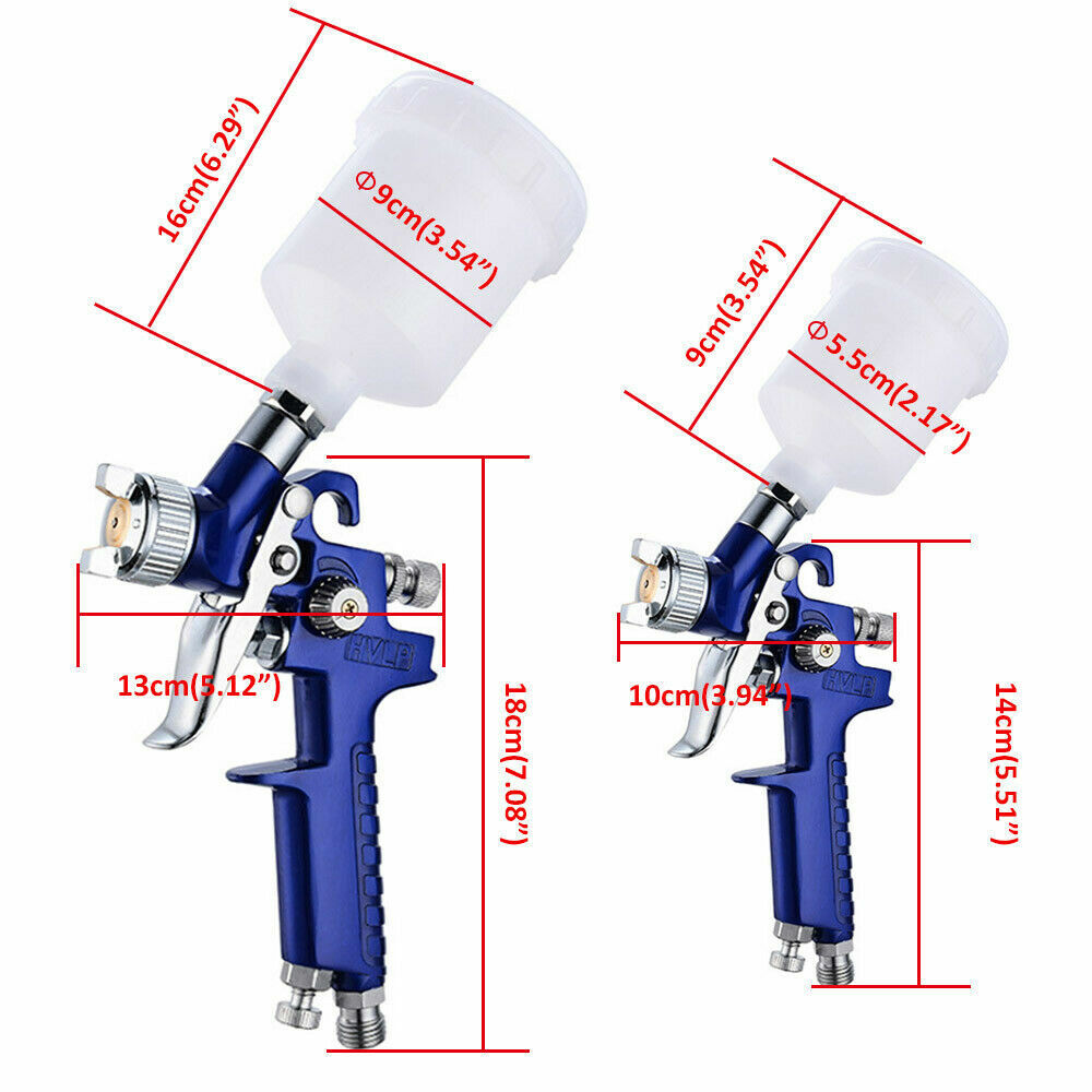 2 X HVLP Spray Gun Kit Air Gravity Feed Vehicle Car Paints1.4MM 0.8MM Nozzle — foto 8