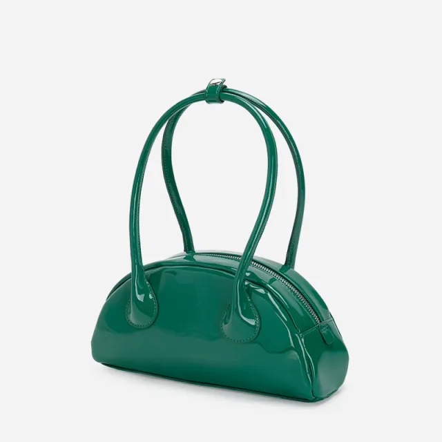 Half round Shoulder Bag Is Versatile And Bright Face Long Handle Handbag Green - Shop at LoveMi