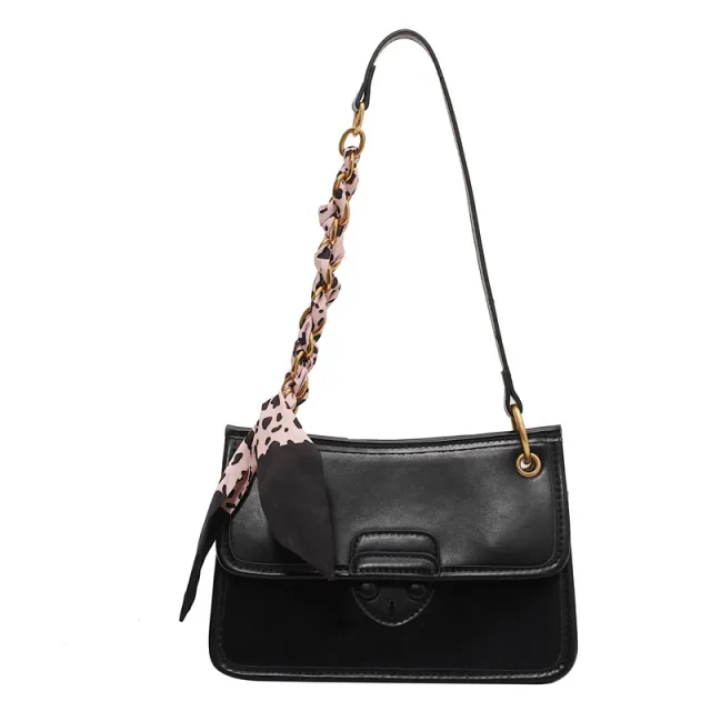 Leopard Print Chain Scarf Commuter Daily Women's Shoulder Bag Black - Shop at LoveMi