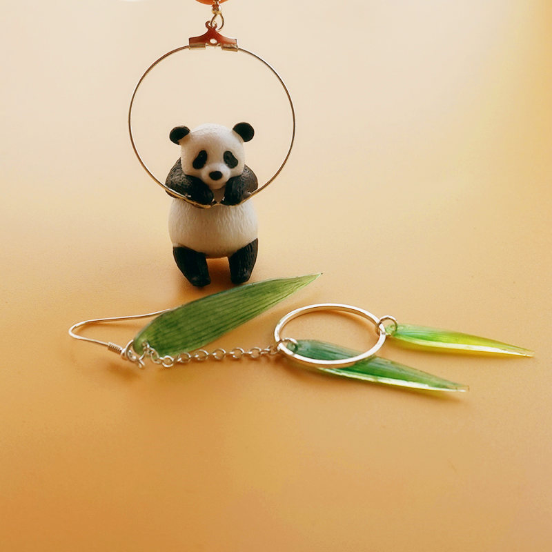 Title 5, Panda Bamboo Earrings Stay Cute Animal Playful