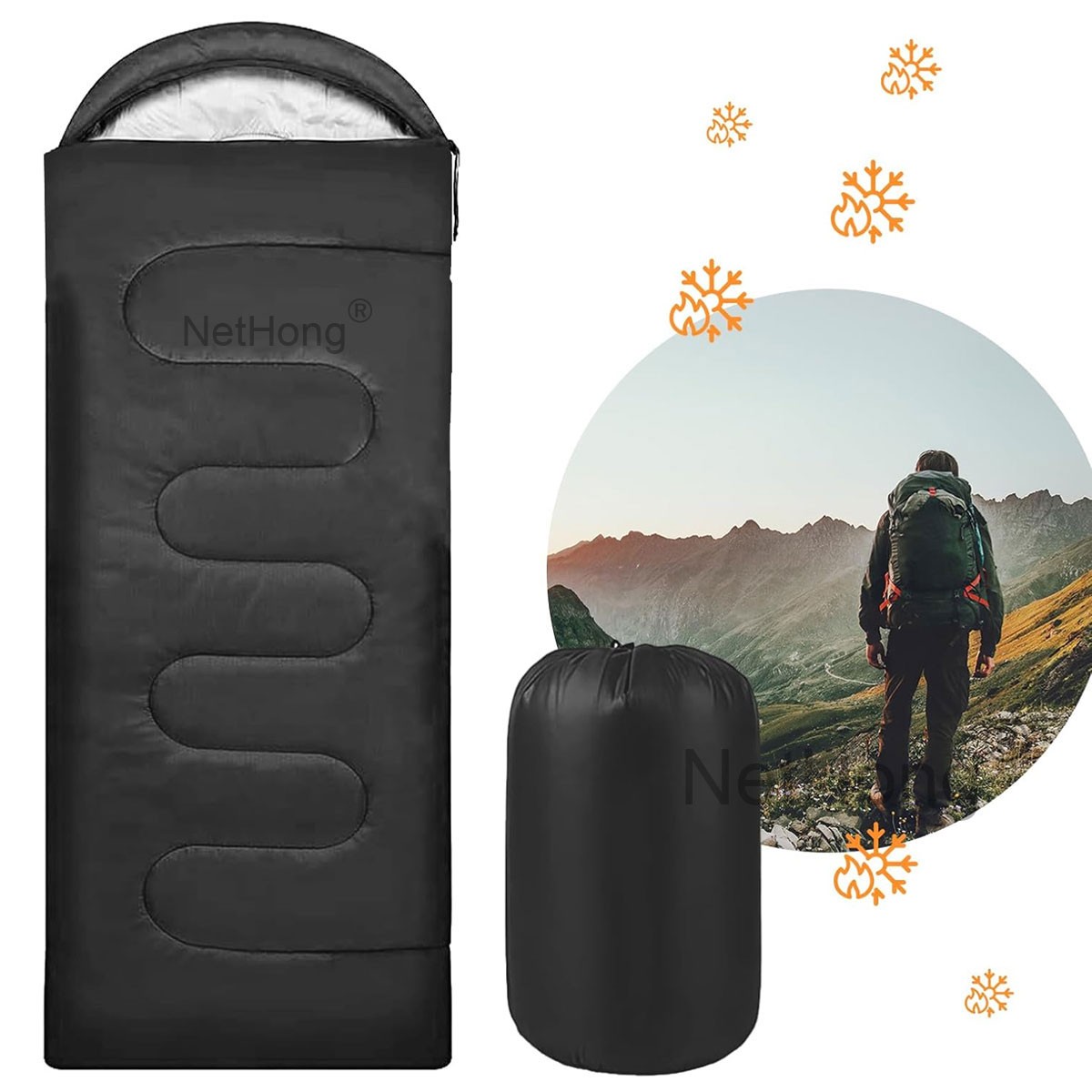 3-4 SEASON SINGLE SLEEPING BAGS CAMPING RECTANGULAR ENVELOPE ZIP UP KIDS 3