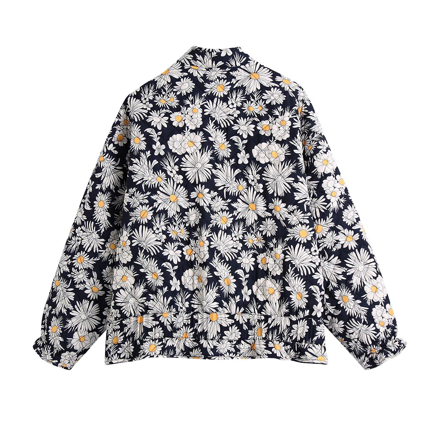 European And American Autumn Daisy Print Women's Jacket