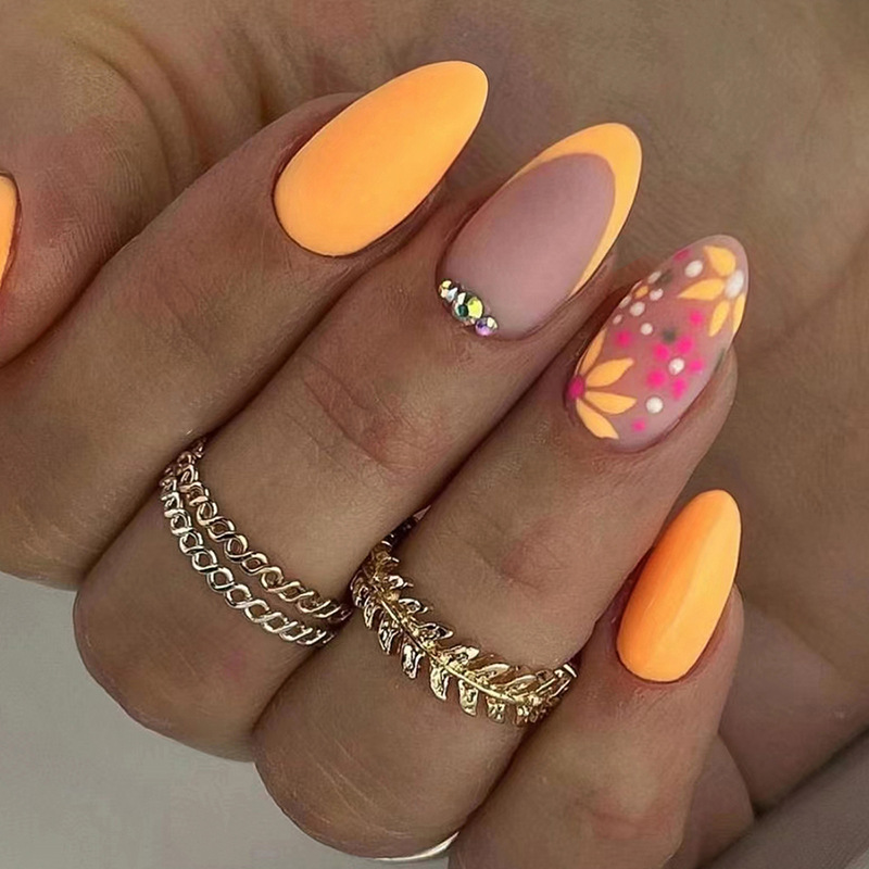 Round Head Almond Nail Matte Texture - Image 2