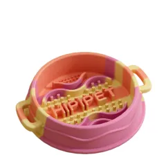 Cross-border Dog Bowl, Double-ear Handle Silicone Slow Food Bowl, Dog Pet Small Dog Slow Food Mat, Anti-choking Slow Food Bowl - Orange - View 1